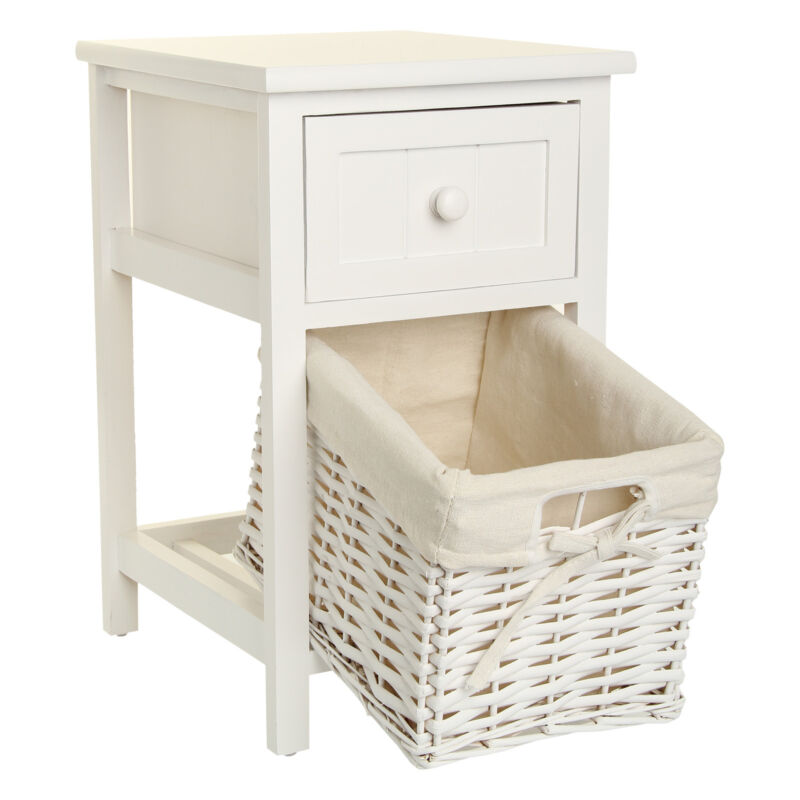 Ethumz White Bedside Tables with Wicker Drawers - Ethumz United Kingdom Limited