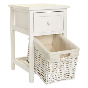 Ethumz White Bedside Tables with Wicker Drawers - Ethumz United Kingdom Limited