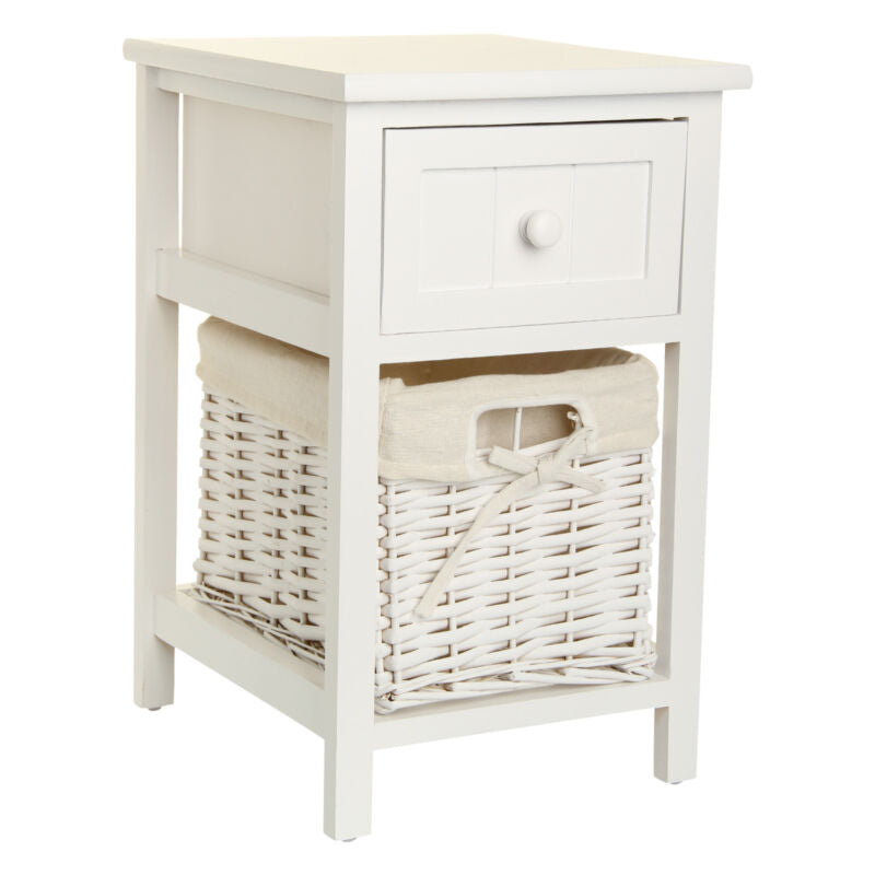 Ethumz White Bedside Tables with Wicker Drawers - Ethumz United Kingdom Limited