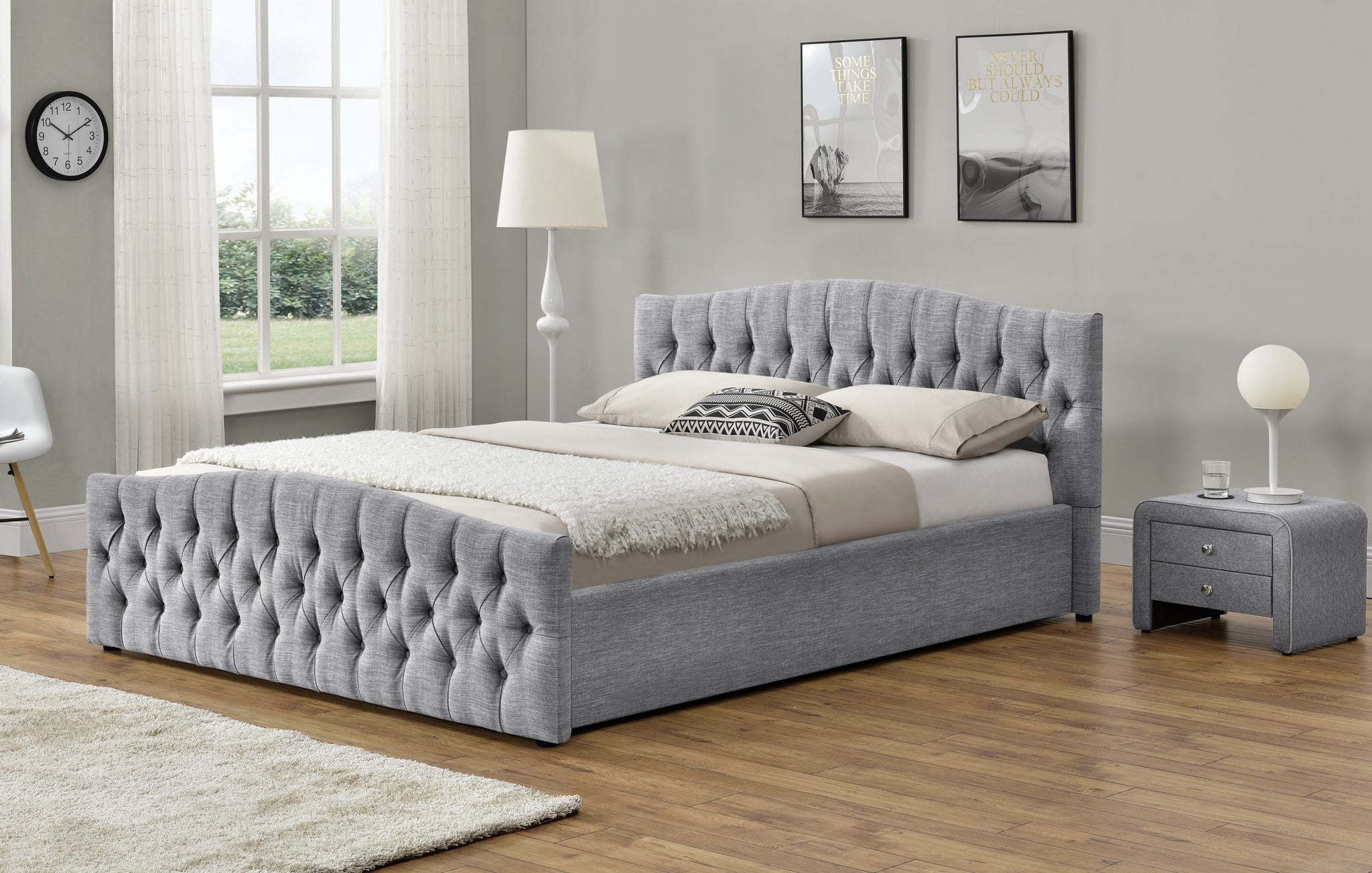 Midsomer Chesterfield Velvet & Chenille Ottoman Bed (Single-King Size)