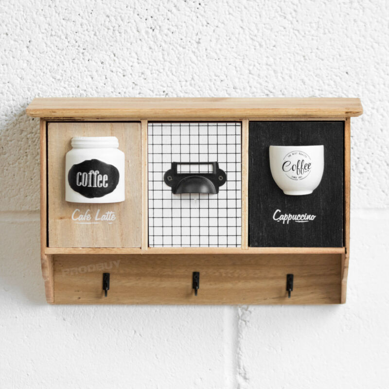 Vintage Wooden  Key Storage with Coffee Shelves