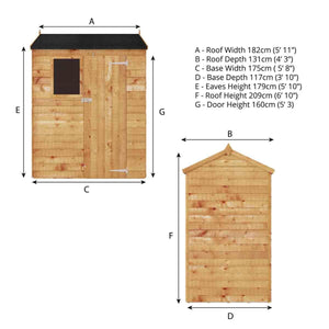 Traditional Reverse Timber Shed 6 x 4 Ft.