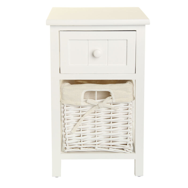 Ethumz White Bedside Tables with Wicker Drawers - Ethumz United Kingdom Limited