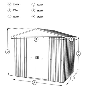 Garden Metal Shed 8 x 9FT - Green