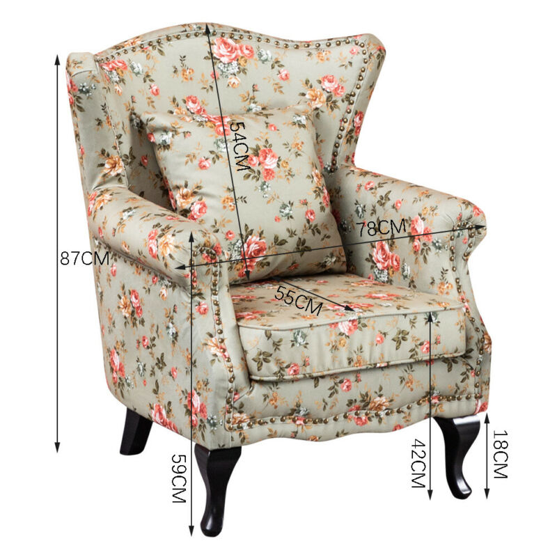 Ethumz Floral Wingback Armchair - Ethumz United Kingdom Limited