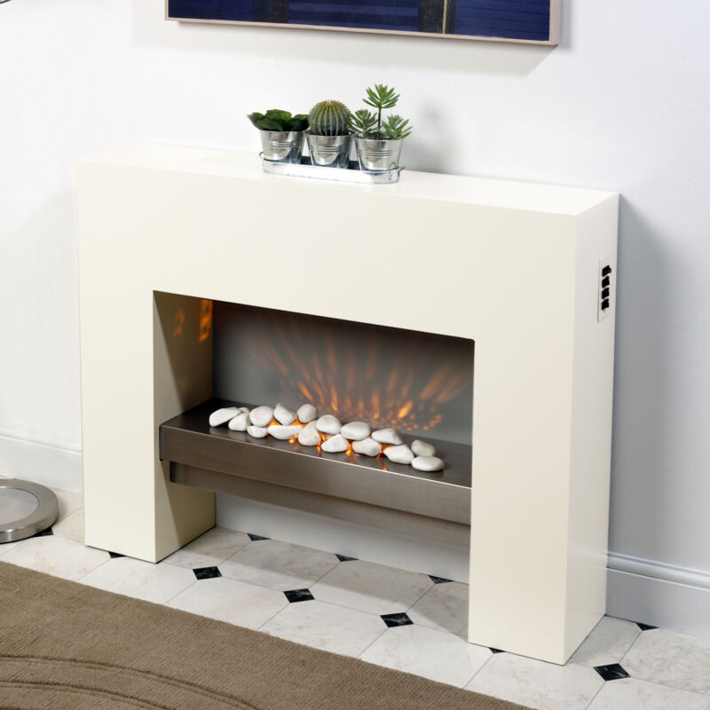 Modern Electric Fire Suites & Surround - White (40 Inch)