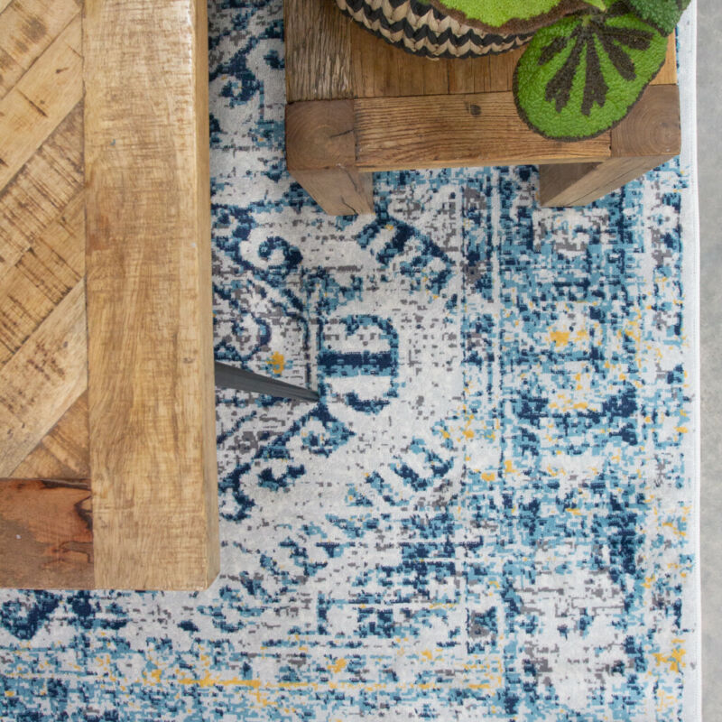 Traditional South American Blue Area Rug - Ethumz United Kingdom Limited