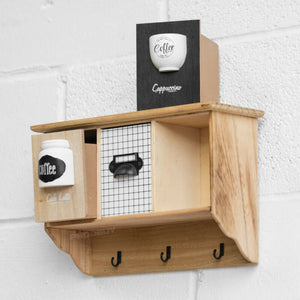 Vintage Wooden  Key Storage with Coffee Shelves