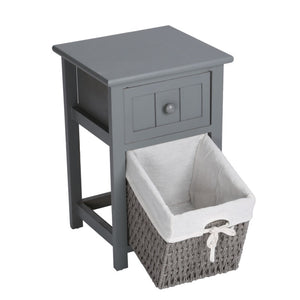 Ethumz Grey Bedside Tables with Wicker Drawers - Ethumz United Kingdom Limited