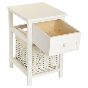 Ethumz White Bedside Tables with Wicker Drawers - Ethumz United Kingdom Limited