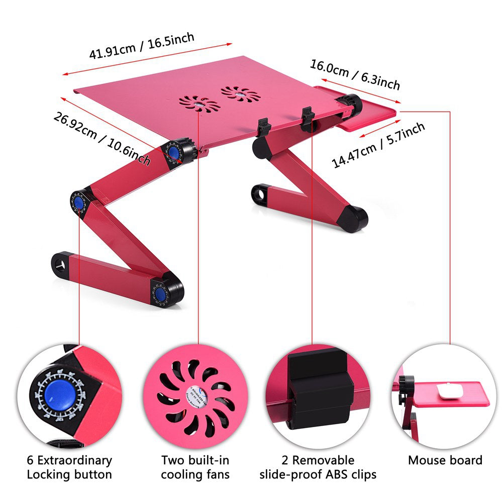 Ergonomic Stand Up Desk Converter with Cooling Fan - Red