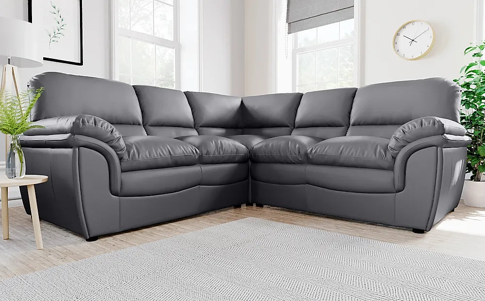Rochester grey leather corner sofa deals