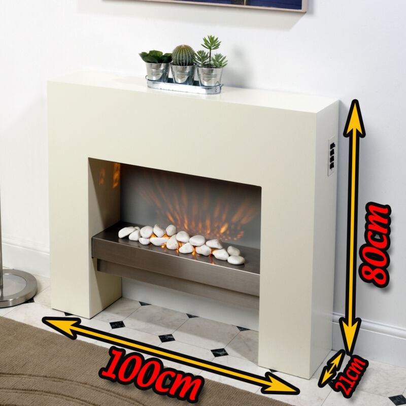 Modern Electric Fire Suites & Surround - White (40 Inch)