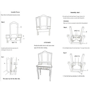 Ethumz 4 Drawer 3 Mirror Dressing Table Sets - Ethumz United Kingdom Limited