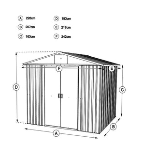 Garden Metal Shed 8 x 7FT - Green