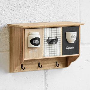 Vintage Wooden  Key Storage with Coffee Shelves