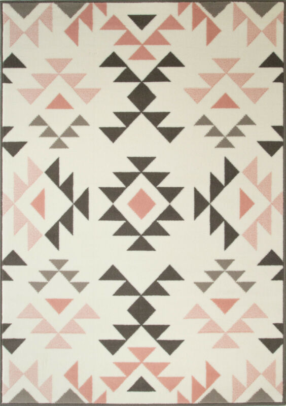 Traditional Geometric White-Pink Area Rug - Ethumz United Kingdom Limited