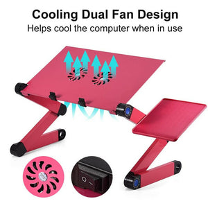 Ergonomic Stand Up Desk Converter with Cooling Fan - Red