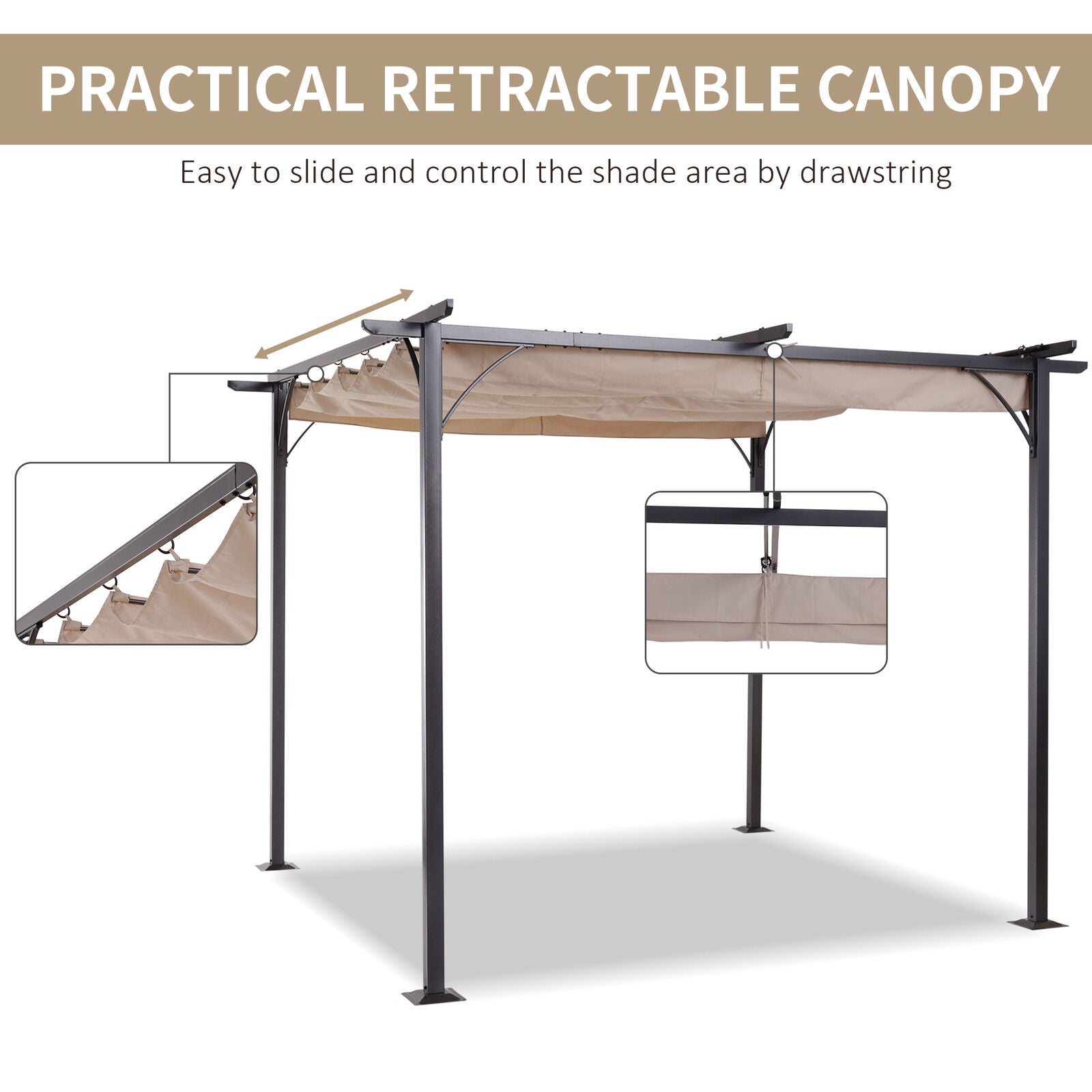 Posh 3M x 3M Pergola - Retractable