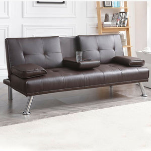 Ethumz Faux Leather 3 Seater Sofa Bed with Cup Holder - Ethumz United Kingdom Limited