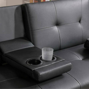 Ethumz Faux Leather 3 Seater Sofa Bed with Cup Holder - Ethumz United Kingdom Limited