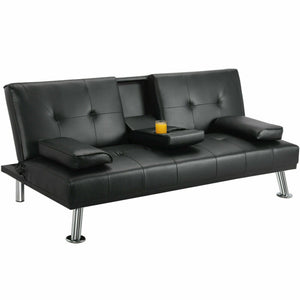 Ethumz Faux Leather 3 Seater Sofa Bed with Cup Holder - Ethumz United Kingdom Limited