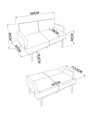 Ethumz Fabric 3 Seater Brown Sofa Bed With Sides - Ethumz United Kingdom Limited